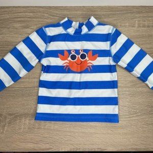 Little Me Crab Baby Boys Swim Long Sleeve Rashguard Top Size 18M NWOT